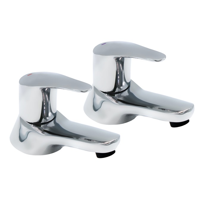 Essential Javary Bath Pillar Tap Pair 2 Tap Holes Chrome