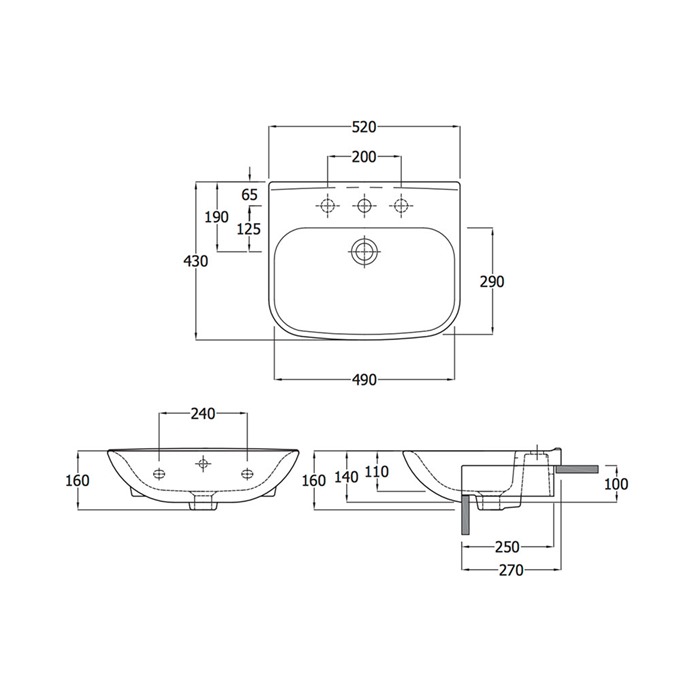 Essential Violet 520mm Vessel Basin 1 Tap Hole