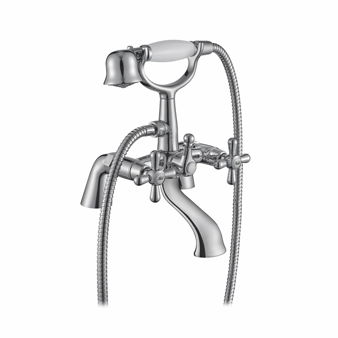 Essential Layo Bath Shower Mixer Including Shower Kit 2 Tap Holes Chrome