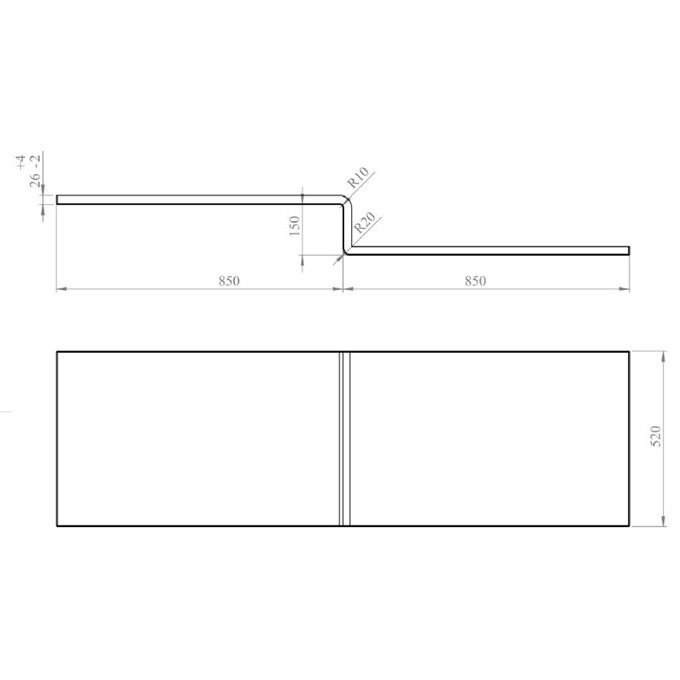 BC Designs Solidblue 1700mm L Shape Bath Panel - White