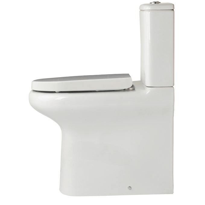 Essential LILY BTW Rimless Comfort Height Close Coupled Pan + Cistern + Seat Pack; Soft Close Seat; White