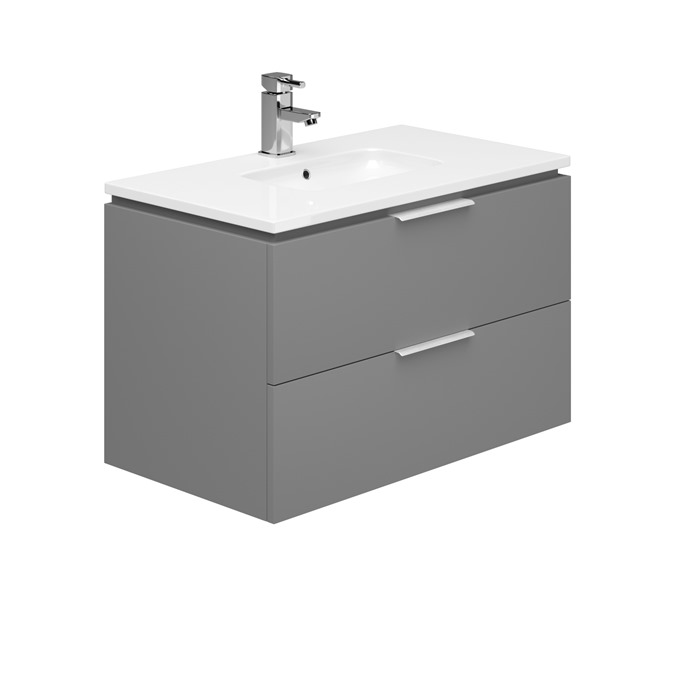 Essential Dakota 800 Wall Hung & Basin Onyx Grey