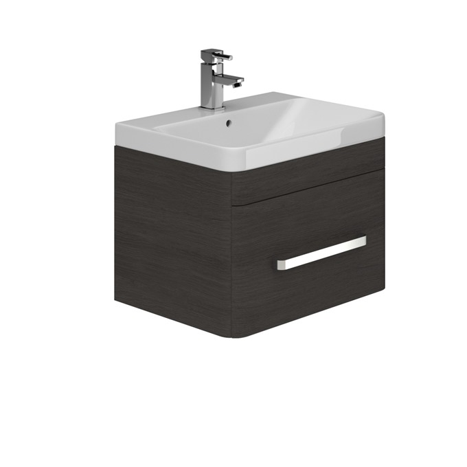 Essential VERMONT 500mm Wall Hung 1 Drawer Unit + Basin - Dark Grey