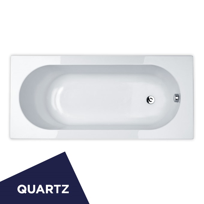 Essential KINGSTON Rectangular Single Ended Bath; Quartz; 1700x750mm; 0 Tap holes; White