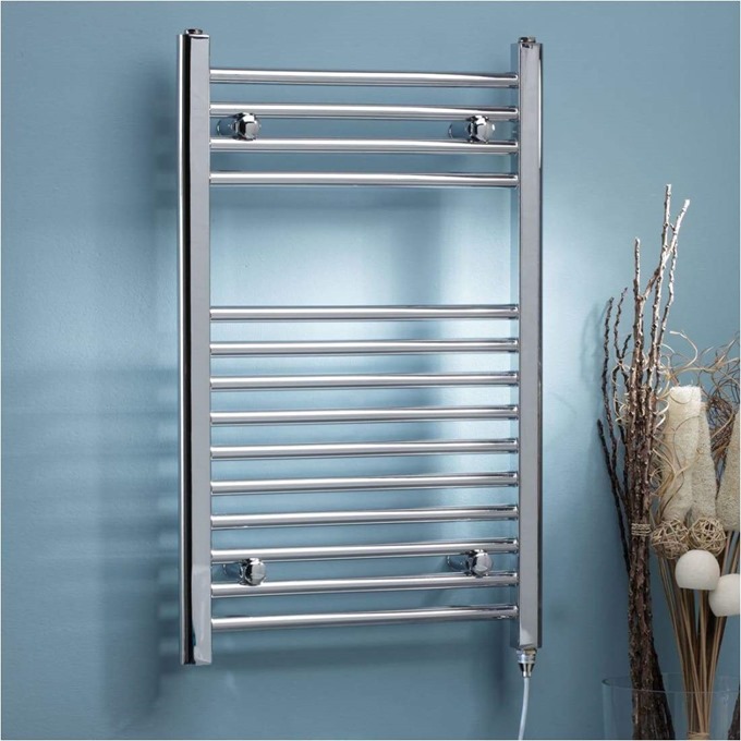 Electric (Therm) Straight Chrome Towel Rail 1200 x 500mm