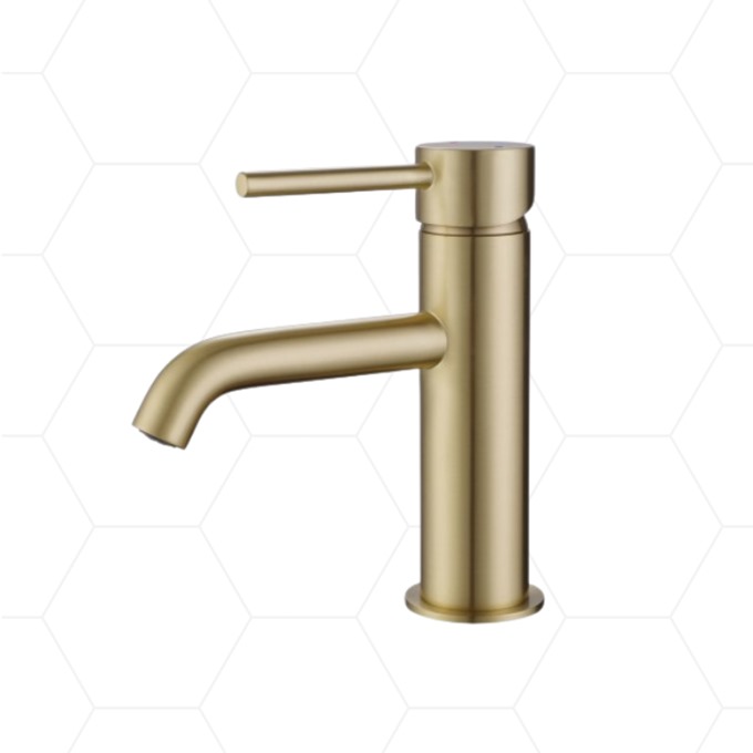 Gordon Mono Basin Mixer with Click Waste - Brushed Brass