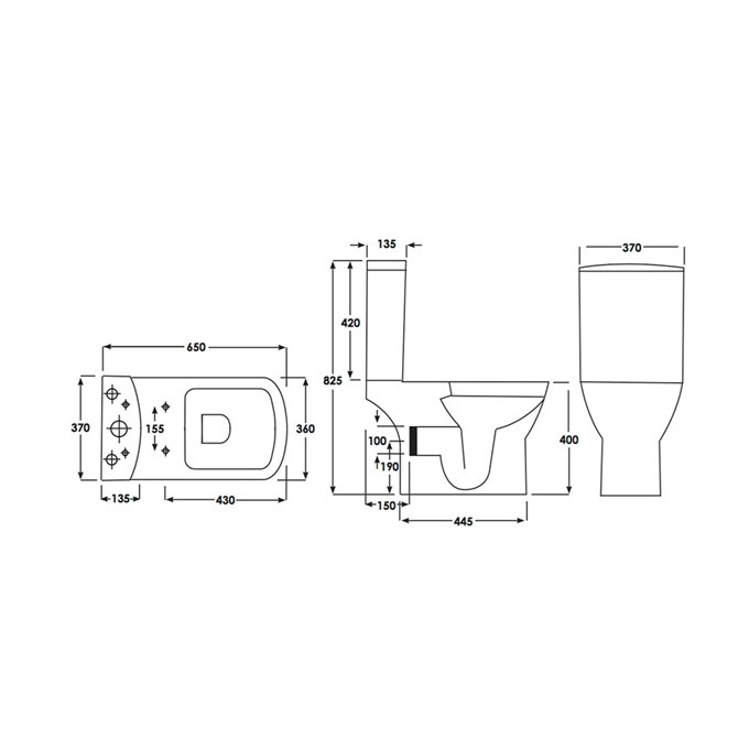 Essential Jasmine 370mm Close Coupled Pan