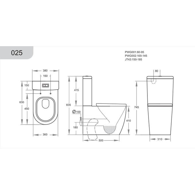 Genoa Round Close to Wall C/C Pan with Cistern and Soft Close Seat