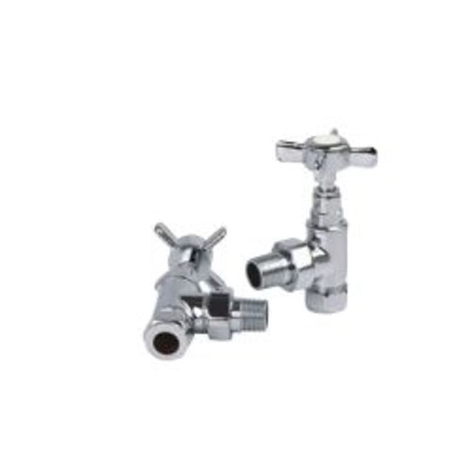 Chrome Traditional Cross Head Angled Valves (Pair)