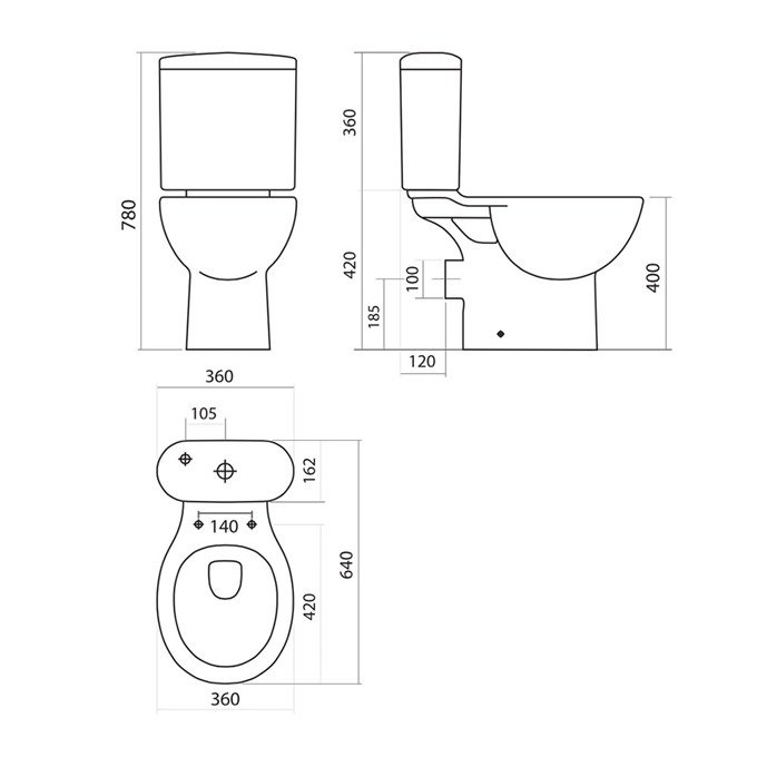 Essential OCEAN Close Coupled Pan + Cistern + Seat Pack - White
