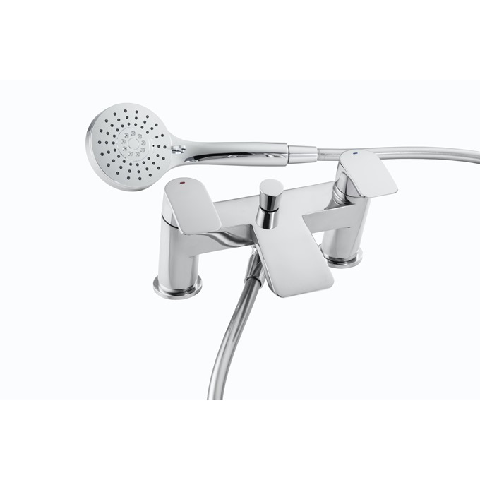 Essential Pisco Bath Shower Mixer Including Shower Kit 2 Tap Holes Chrome