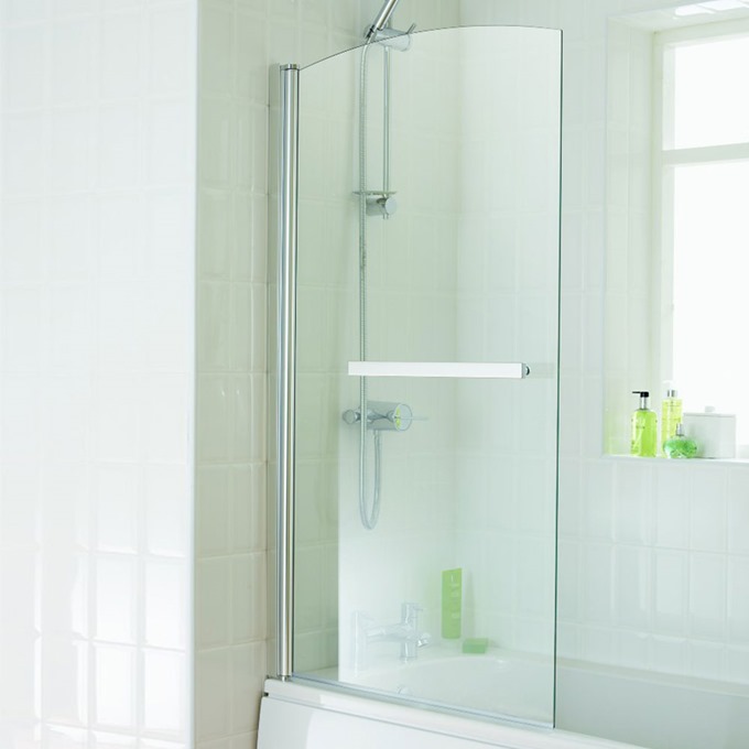 Essential ECLIPSE Square Bath Screen; 800mm Wide x 1400mm High; 6MM Glass