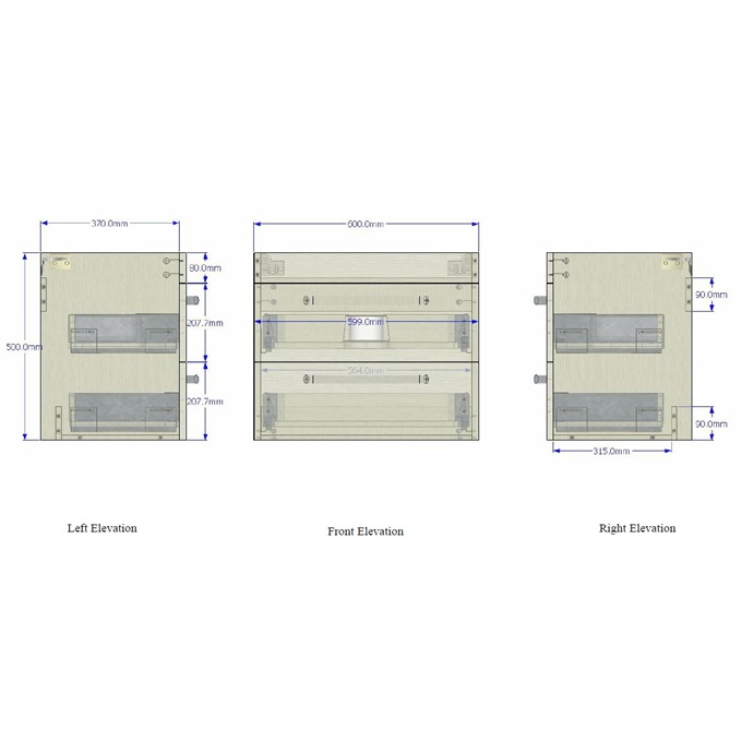 Essential NEVADA Wall Hung Washbasin Unit + Basin; 2 Drawers; 600mm Wide; Grey