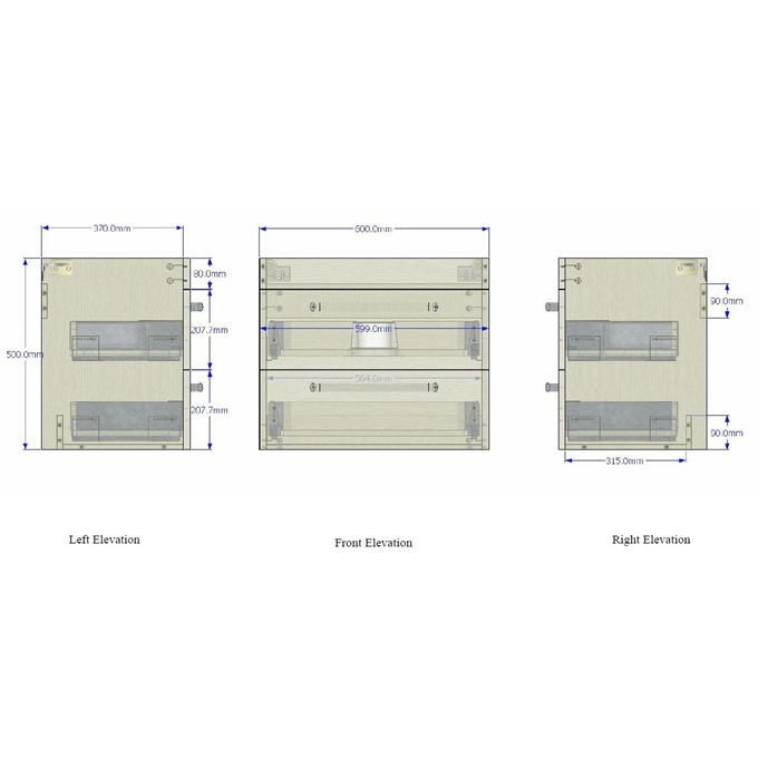 Essential NEVADA Wall Hung Washbasin Unit + Basin; 2 Drawers; 600mm Wide; Grey