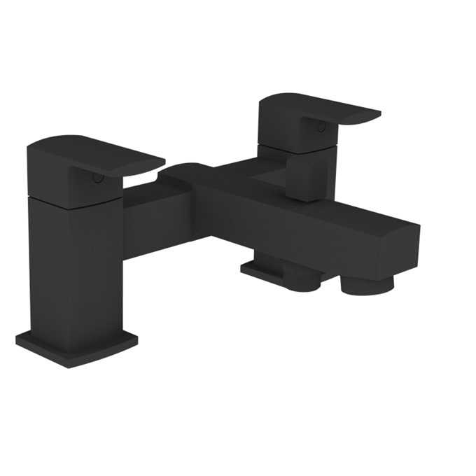 Essential Paron Matt Black Bath Shower Mixer Including Shower Kit 2 Tap Holes Matt Black