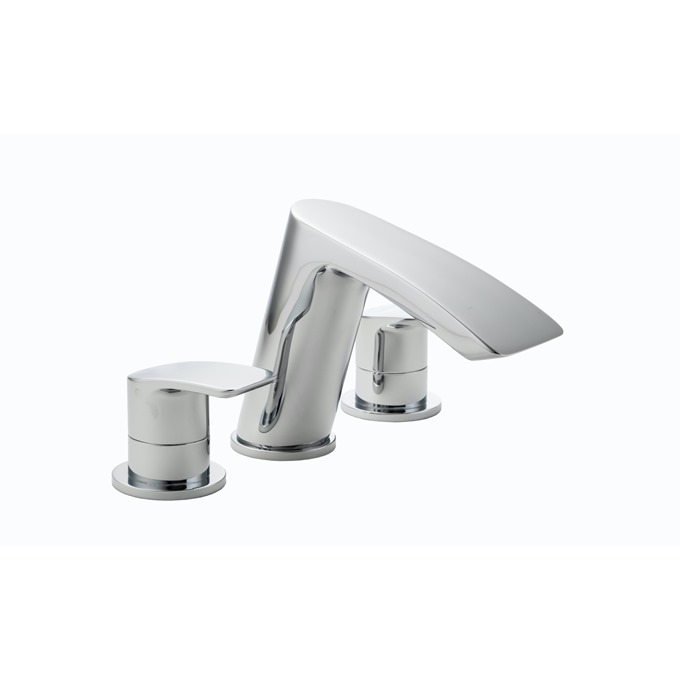 Essential Pisco 3 Hole Bath Filler 3 Tap Holes Chrome