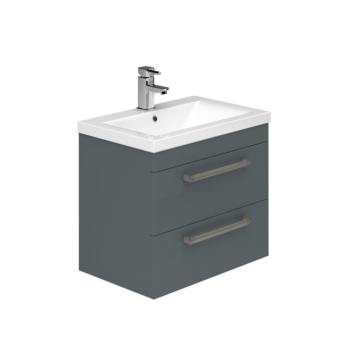 Essential Montana 600mm x 560mm Wall Mounted 2 Drawer Vanity Unit & Basin - Forest Green