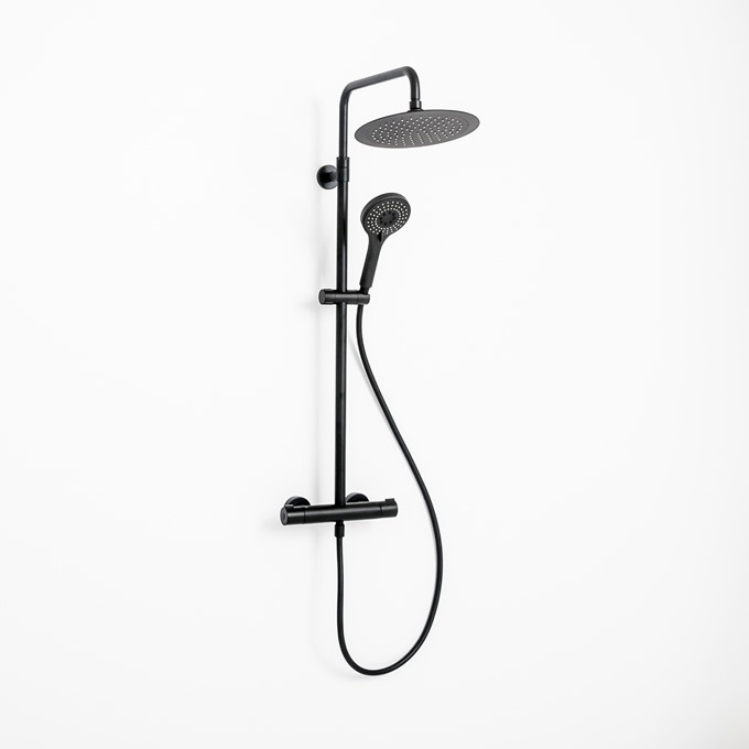 Essential Clever Urban Round External Thermostatic Shower Matt Black