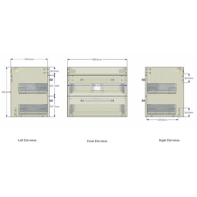 Essential NEVADA Wall Hung Washbasin Unit + Basin; 2 Drawers; 600mm Wide; White