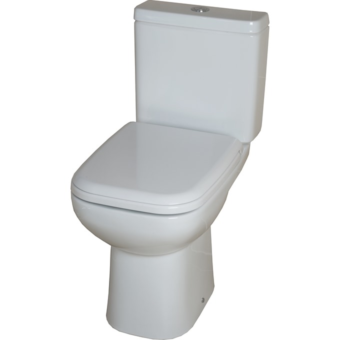 Essential VIOLET Close Coupled Pan + Cistern + Seat Pack; Soft Close Seat; White