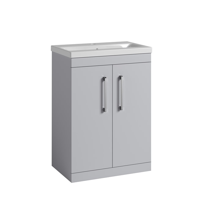 Essential Montana 600mm x 820mm 2 Door Vanity Unit & Basin - Light Grey