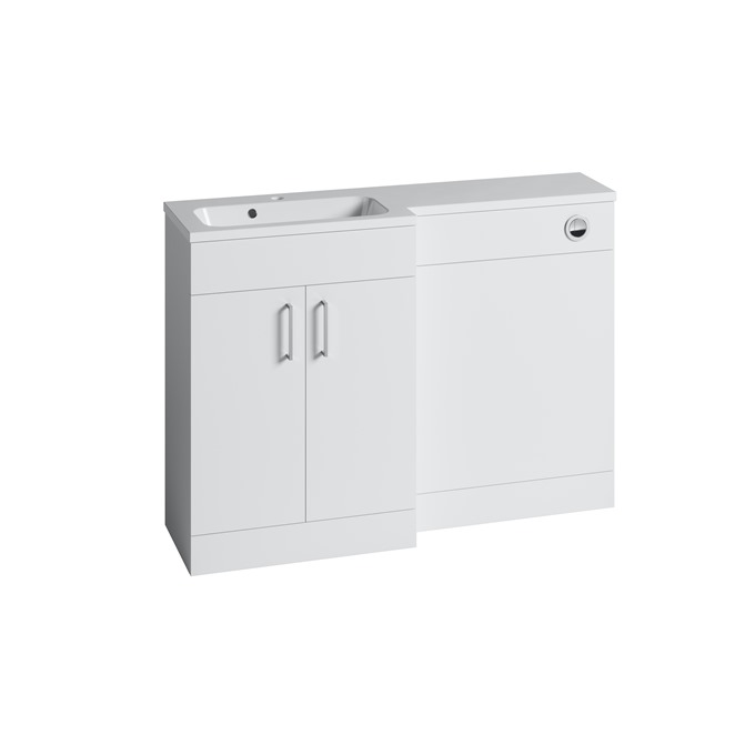 Essential Montana L-Shape 1200 Gloss White Left Hand Vanity Unit