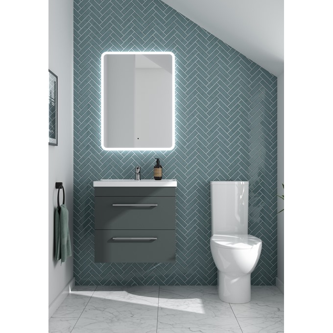 Essential Montana 600mm x 560mm Wall Mounted 2 Drawer Vanity Unit & Basin - Forest Green