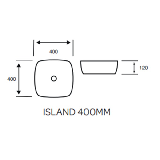 Island Rounded Square Countertop Basin 400mm
