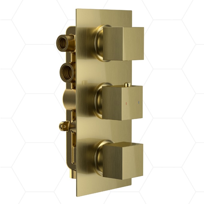 Plaza+ Concealed 3 Function Thermostatic Valve Brushed Brass