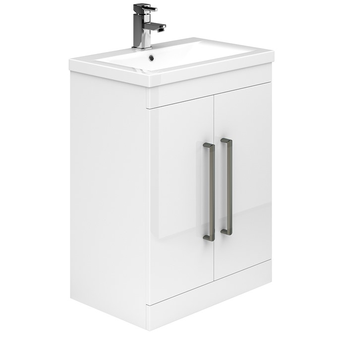 Essential NEVADA Floor Standing Washbasin Unit + Basin; 2 Doors; 500mm Wide; White
