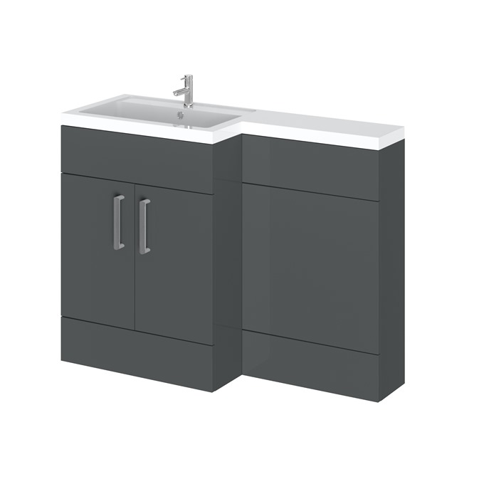 Essential NEVADA L Floor Standing Washbasin Unit + Basin; Grey Left Hand