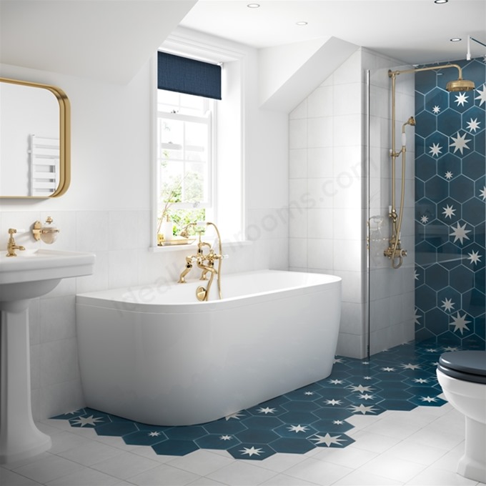 BC Designs Solidblue mm D Shape Bath Panel - White