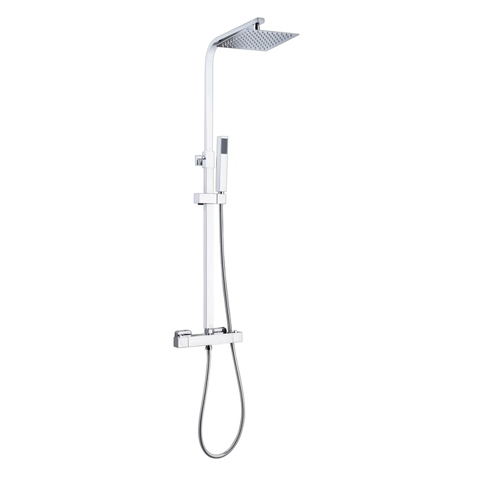 Square Thermostatic Slimline Drench Head Shower & Sliding Handset