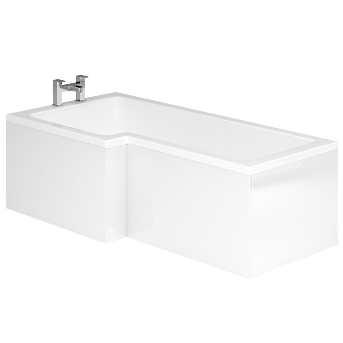 Essential VERMONT MDF L Shape Showerbath Front Bath Panel; 1700mm Wide; White