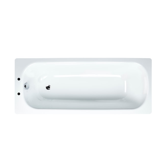 Essential Steel 1500mm x 700mm Single Ended Steel Bath; 2 Tap Holes & Grips - White