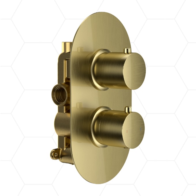 Rondo+ 2 Function Concealed Thermostatic Valve Brushed Brass