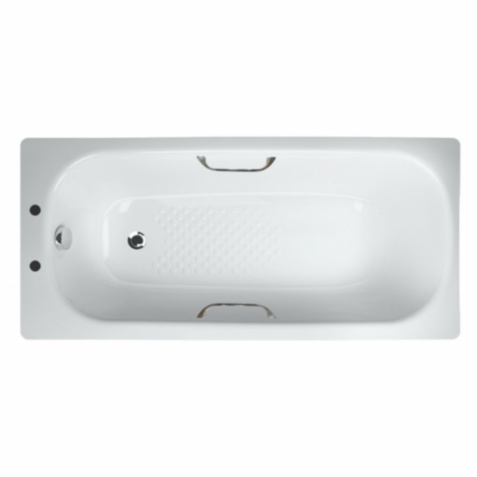 Essential Steel 1700mm x 700mm Single Ended Steel Bath; 2 Tap Holes & Grips - White
