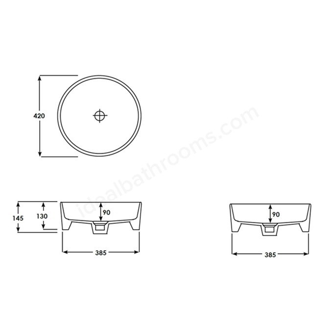 Essential Lavender 420mm Vessel Basin 0 Tap Holes