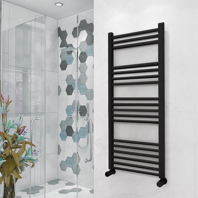 Straight Black Towel Rail 800 x 400mm