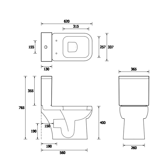 Essential ORCHID Close Coupled Pan + Cistern + Seat Pack; Soft Close Seat; White