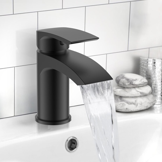 Bell Mono Basin Mixer with Click Waste Black