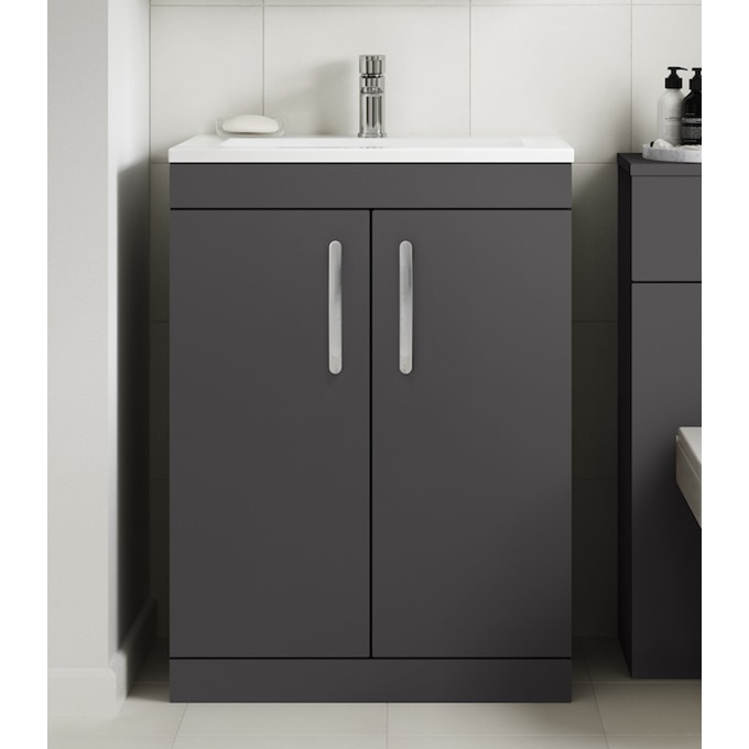 Kinetic 600 x 383mm Floor Standing 2 Door Unit Gloss Grey