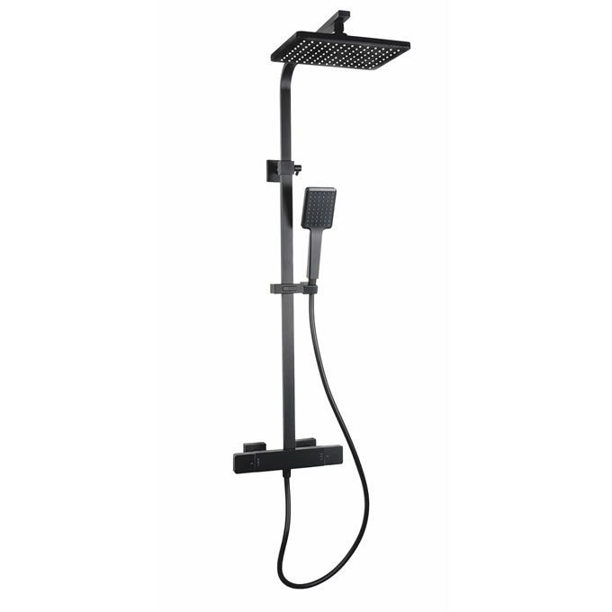 Essential Nine Xtreme Square External Thermostatic Shower Matt Black