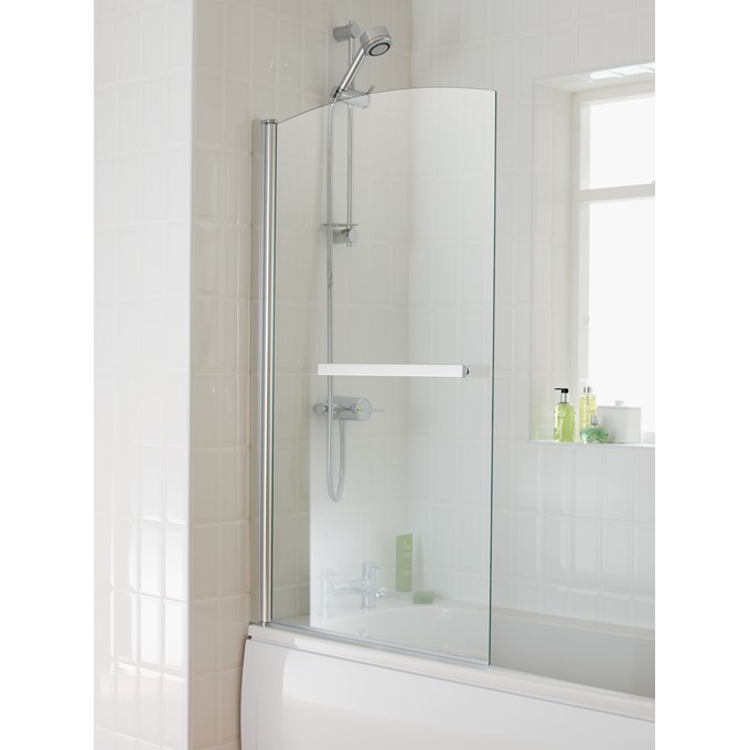 Essential TWILIGHT Sail Bath Screen; 800mm Wide x 1400mm High; 6mm Glass