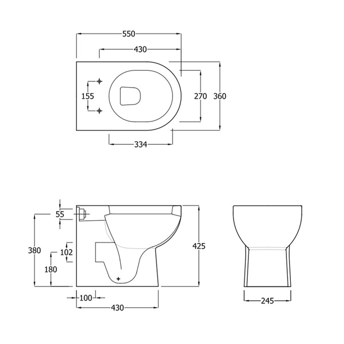 Essential Lily 360mm Back to Wall Pan