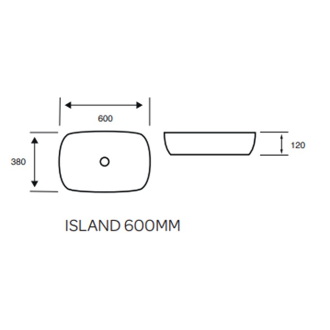 Island Rounded Rectangle Countertop Basin 600 x 400mm