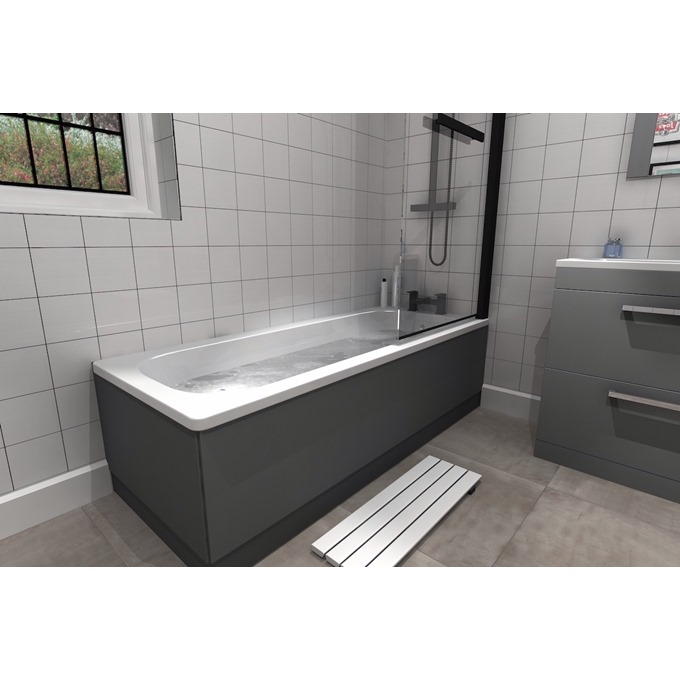 Essential Steel 1500mm x 700mm Single Ended Steel Bath; 2 Tap Holes - White