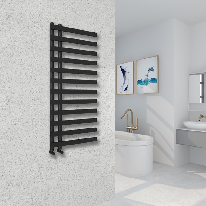 Reef Matt Black Designer Towel Rail 1200 x 500mm